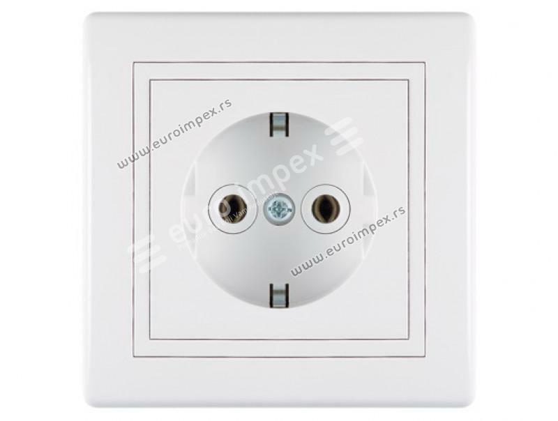 Prikljucnica dvopolna 16A porcelan bela 600.000 Aling Prestige Line