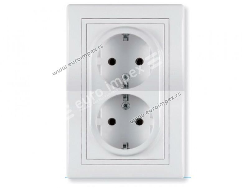 Prikljucnica dvopolna dvostruka 16A plast bela 604.00 Aling Prestige Line