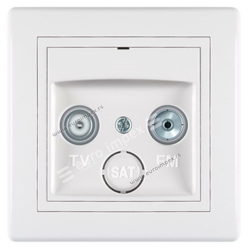 Prikljucnica antenska TV/FM prolazna <5dB bela 612P.000 Aling Prestige Line