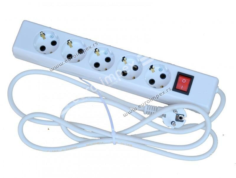 PRODUŽNI KABL 5 MESTA 2m SA PREKIDACEM PP/J 3x1,5mm2 TEHNOELEKTRO TE 0093