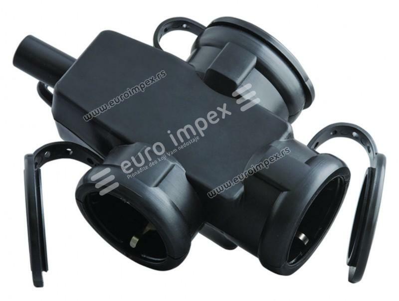 TROSTRUKA PRENOSNA PRIKLJUCNICA CRNA SA POKLOPCIMA TE 0156