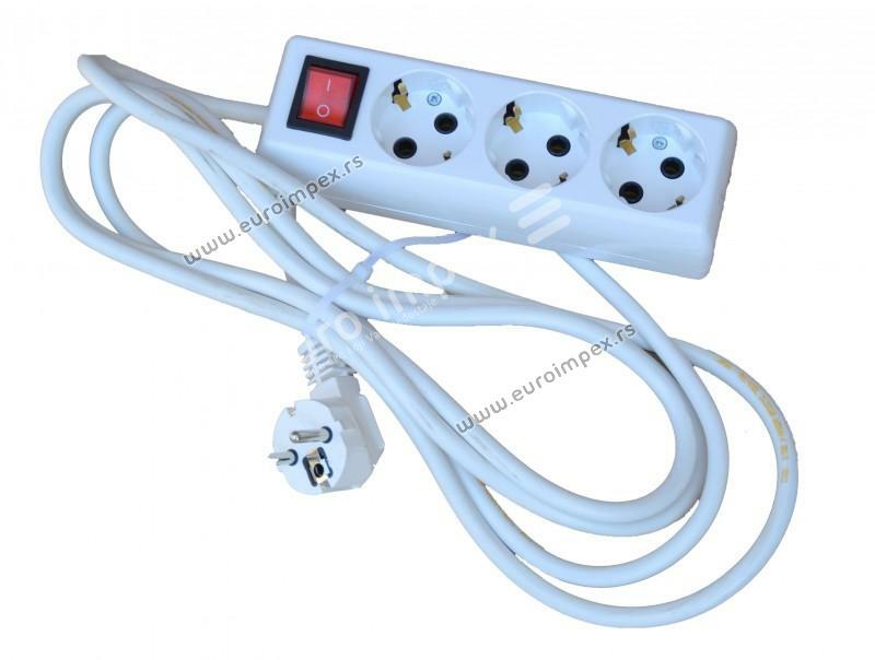PRODUŽNI KABL 3 MESTA 3m SA PREKIDACEM PP/J 3x1,5mm2 TEHNOELEKTRO TE 0060