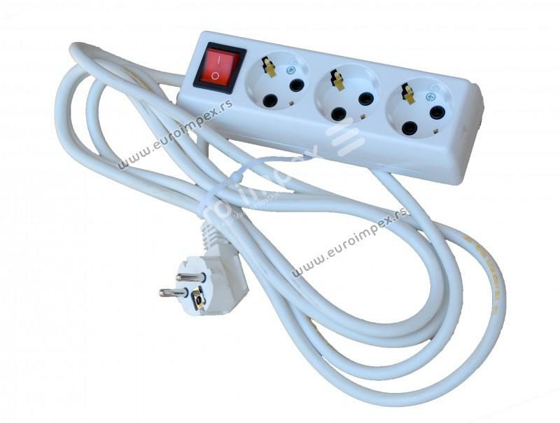 PRODUŽNI KABL 3 MESTA 2m SA PREKIDACEM PP/J 3x1,5mm2 TEHNOELEKTRO TE 0059