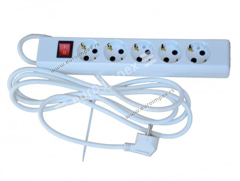 PRODUŽNI KABL 5 MESTA 3m SA PREKIDACEM PP/J 3x1,5mm2 TEHNOELEKTRO TE 0094