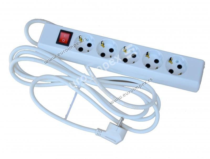 PRODUŽNI KABL 5 MESTA 5m SA PREKIDACEM PP/J 3x1,5mm2 TEHNOELEKTRO TE 0095