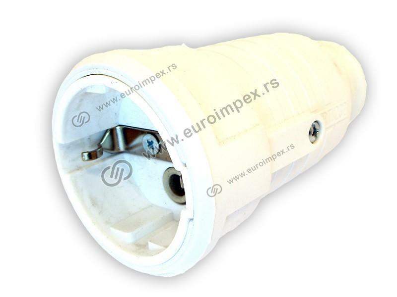 DVOPOLNA PRENOSNA PRIKLJUČNICA PORCELAN SA PVC PLAŠTOM BELA 232B NOPAL