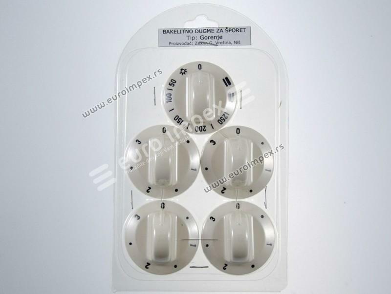 SET BAKELITNIH DUGMADI ZA ŠTEDNJAK GORENJE BELI (5 kom) DS003
