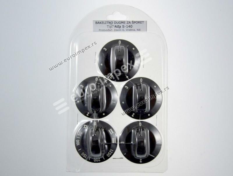 SET BAKELITNIH DUGMADI ZA ŠTEDNJAK ALFA S140 CRNO-BRAON (5 kom) DS006