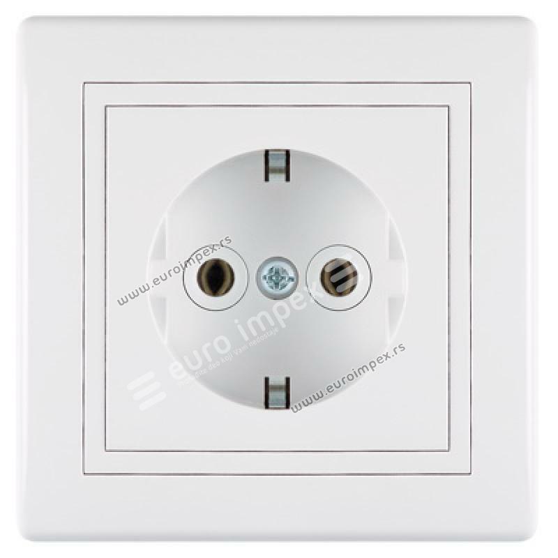 Prikljucnica dvopolna 16A/250V~ sa plasticnim jezgrom BELA 630.000 Aling Prestige Line