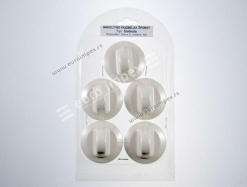 SET BAKELITNIH DUGMADI ZA ŠTEDNJAK SLOBODA BELO (5 kom) DS016