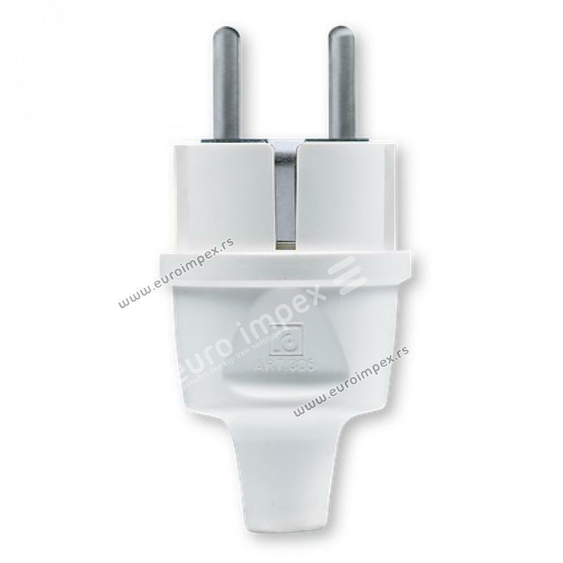 306.0 Utikač dvopolni masivni sa kontaktom za uzemljenje 16A 250V~ STANDARD BELI Aling