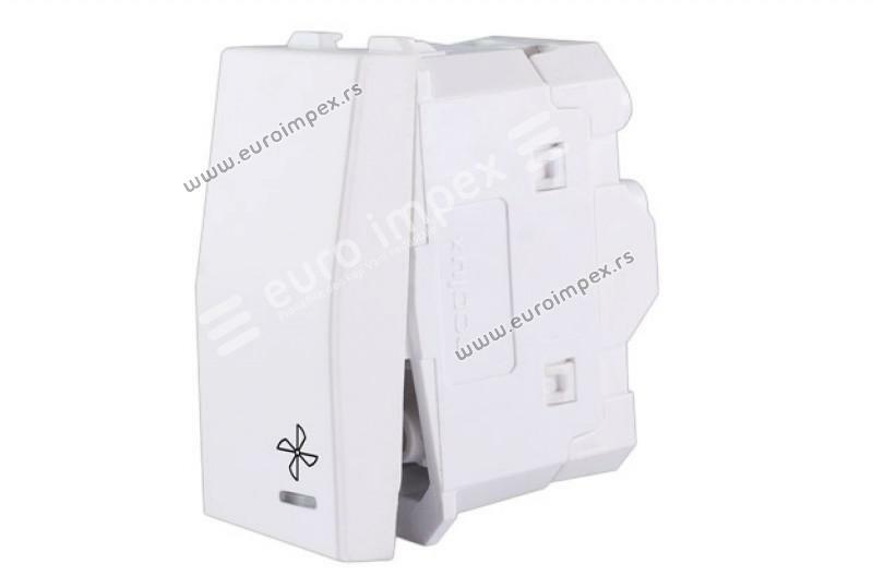 730401.2 Sklopka jednopolna 10AX 250V sa indikatorom za VENTILATOR 1M Signal BELI Nopal Lux Interio
