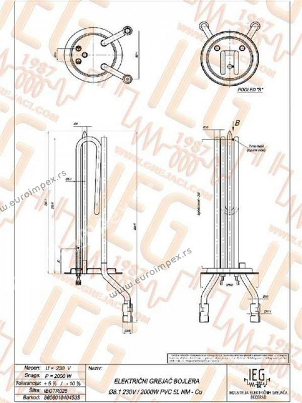GREJAC BOJLERA 2kW 5L TERMORAD BT10 PVC NISKA MONTAŽA IEGTR025 IEGB285- ROGONJA