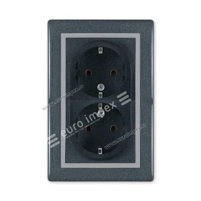 Prikljucnica dvopolna dvostruka 16A plast SIVA-GRAFIT 604.21 Aling Prestige Line