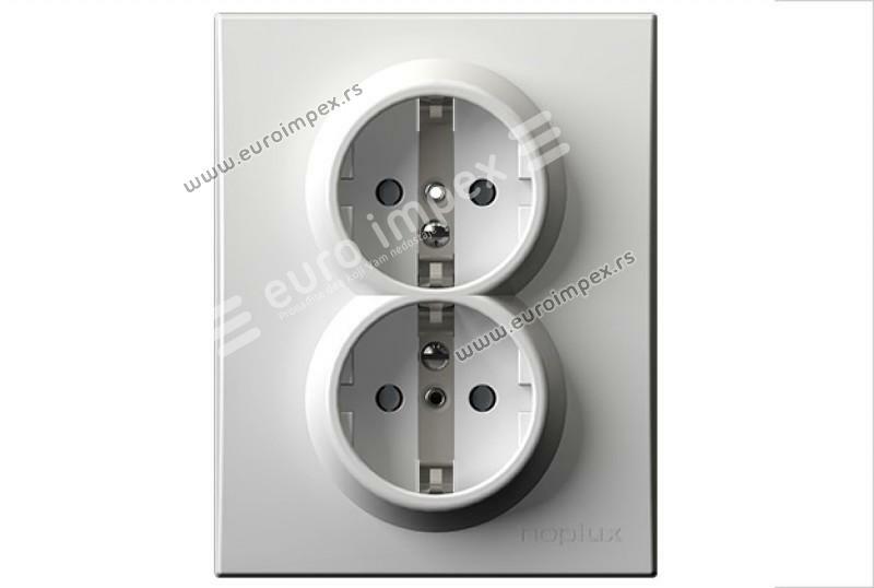 842511.2 Dupla dvopolna priključnica 2P+E sa plast.jezgr. 16A 250V Signal bela Nopal Lux Primera