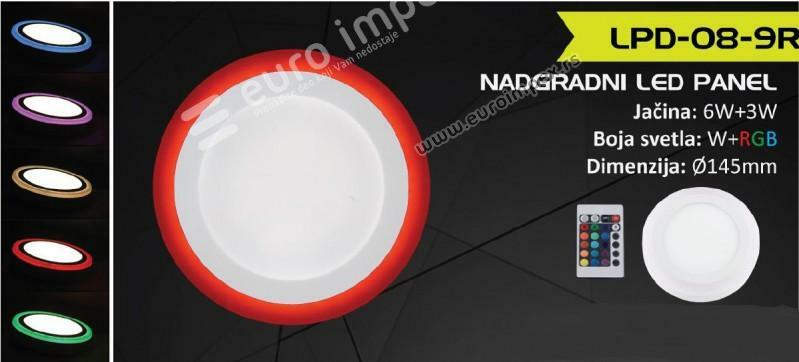 LED PANEL 6W+3W NADGRADNI OKRUGLI DALJINSKI fi145 4000K+RGB LPD-08-9R NW+RGB