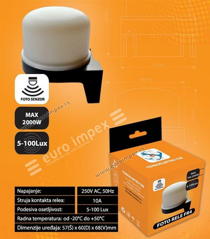 FR-4 FOTORELEJ 10A SA FOTO CELIJOM I POTENCIOMETROM  5-1000 LUX TE 0032