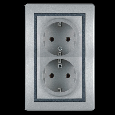 Prikljucnica dvopolna dvostruka 16A plast SREBRNA-GRAFIT 604.S2 Aling Prestige Line