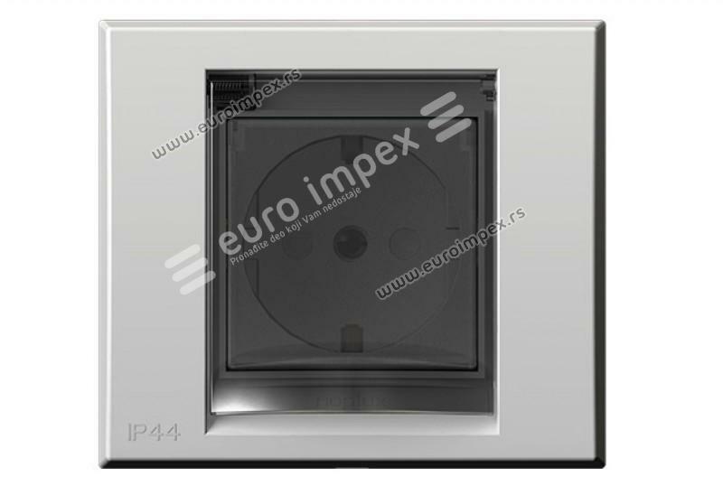 842811.2 Prikljucnica dvopolna +POKLOPAC 2P+E 16A 250V~, sa plasticnim jezgrom, IP44 Signal bela Nopal Lux Primera