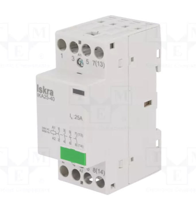 INSTALACIONI KONTAKTOR IKA25-40 230V AC 25A TROPOLNI 4+0 Iskra