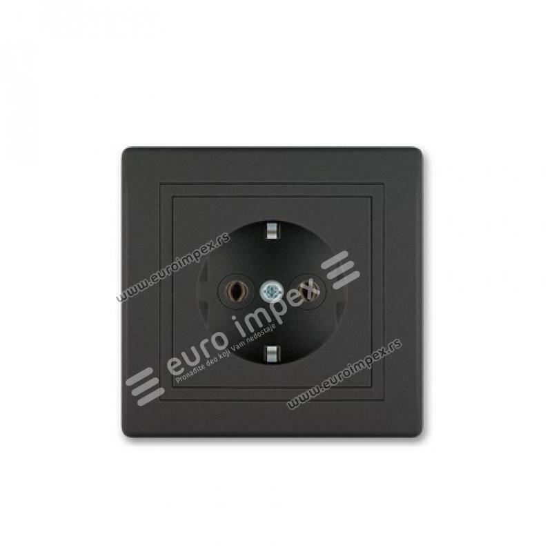 Prikljucnica dvopolna 16A/250V~ sa plasticnim jezgrom CRNA SOFT 630.E1E1 Aling Prestige Line