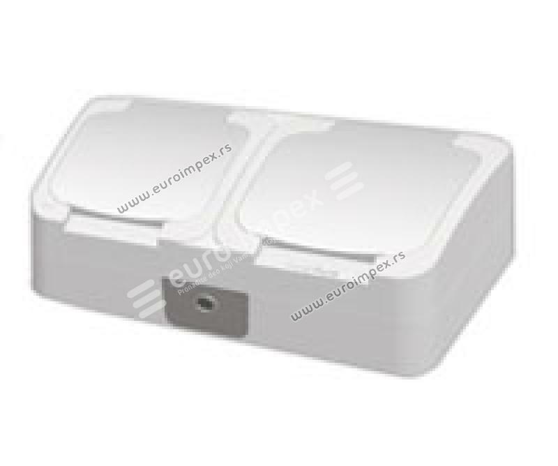DUPLA DVOPOLNA PRIKLJUCNICA POLIKARBONAT OG LUX 4620C BELA Nopal lux