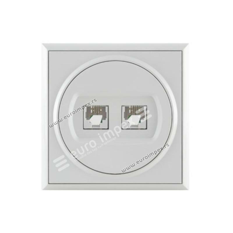 Telefonska priključnica RJ12 6/4 sa dva modula 623K 24k 11.01.072 PREMIJER PLUS METALKA