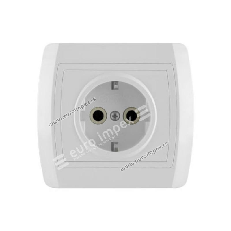 Dvopolna priključnica 16A/250V, 2P+E, keramika 14.01.050 STATUS METALKA