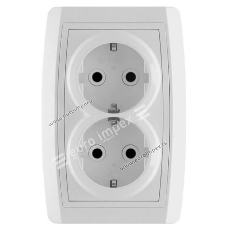 DUPLA Dvostruka priljučnica 16A/250V, 2P+E, keramika 12k 14.01.057 STATUS METALKA