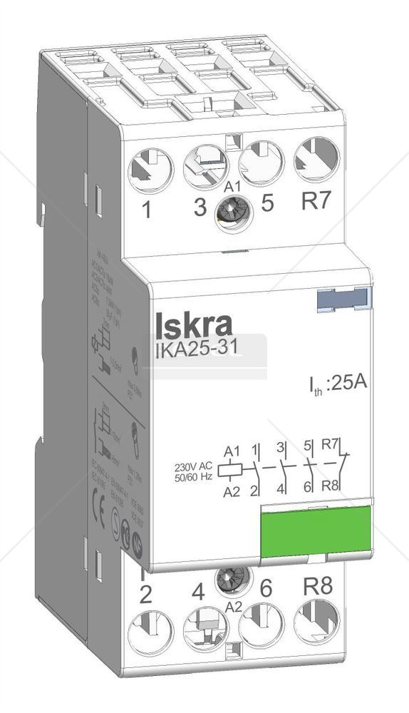 INSTALACIONI KONTAKTOR IKA25-31 230V AC 25A TROPOLNI 3+1 Iskra