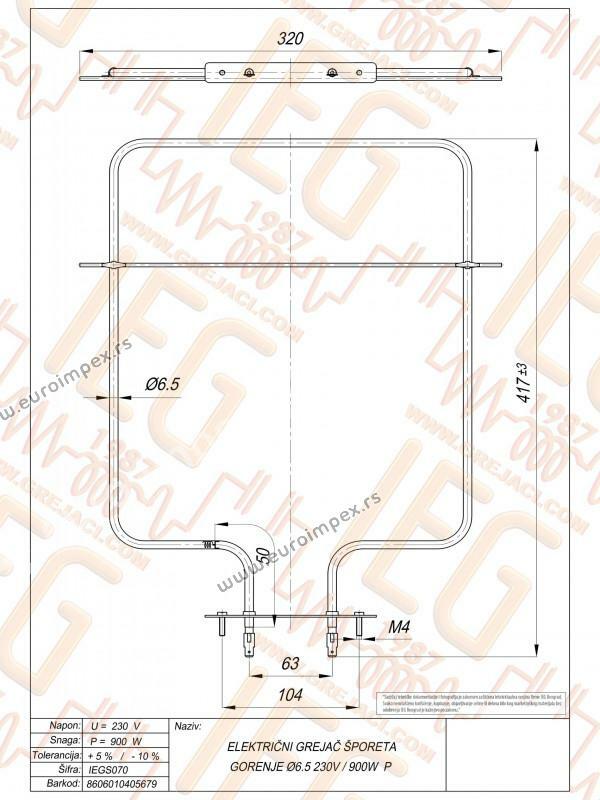 GREJAC ZA EL. ŠTEDNJAK 900W Gorenje IEGS070 S073.2    