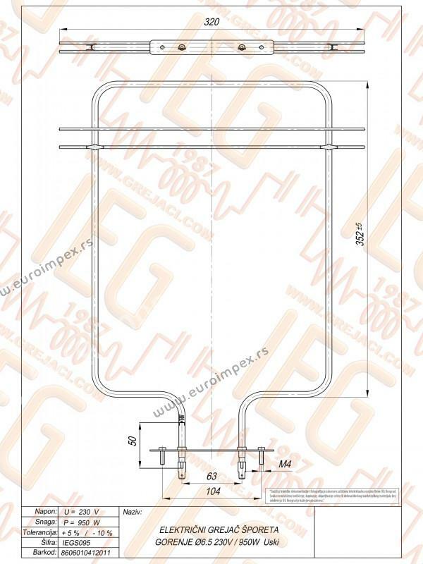 GREJAC ZA EL. ŠTEDNJAK 950W Gorenje IEGS095 S073.1