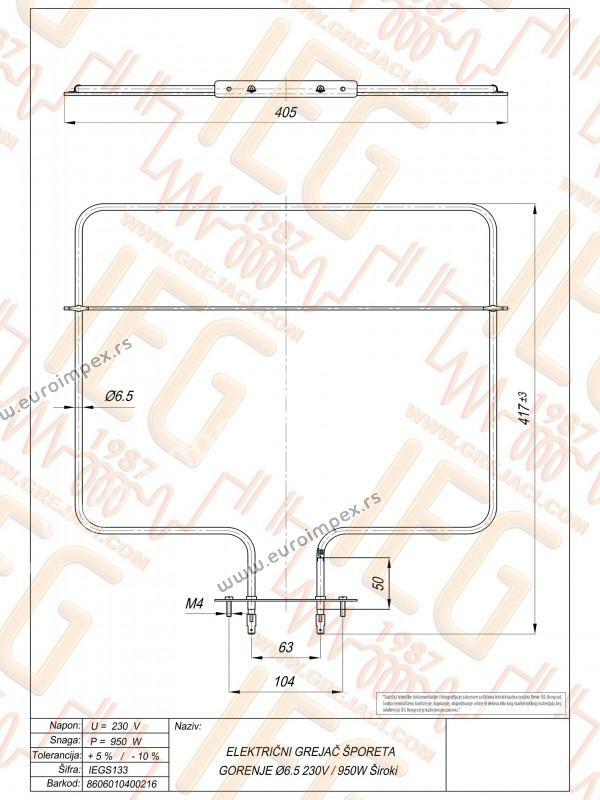 GREJAC ZA EL. ŠTEDNJAK 950W ALFA IEGS133 S064.0