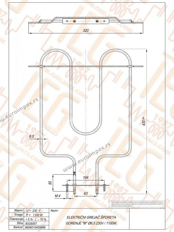 GREJAC ZA EL. ŠTEDNJAK 1100W M Gorenje IEGS007 S016.1