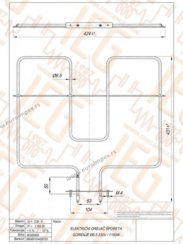 GREJAC ZA EL. ŠTEDNJAK 1150W ALFA, GORENJE IEGS009 S065.0