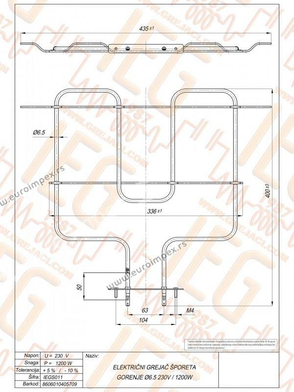 GREJAC ZA EL. ŠTEDNJAK 1200W GORENJE IEGS011 S065.3