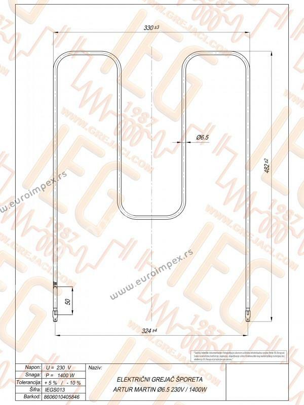 GREJAC ZA EL. ŠTEDNJAK 1400W Artur Marten IEGS013 .1 S143.1 