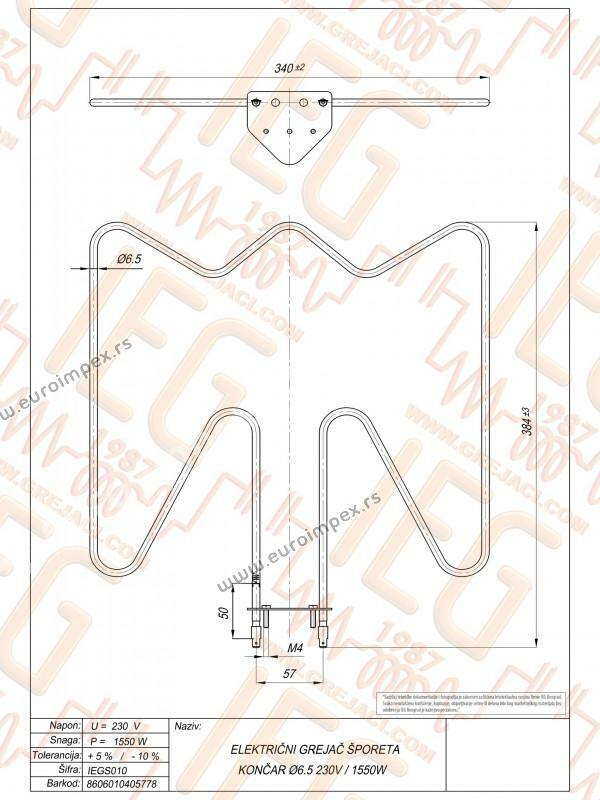 GREJAC ZA EL. ŠTEDNJAK 1550W Rade Koncar IEGS010  S153.1