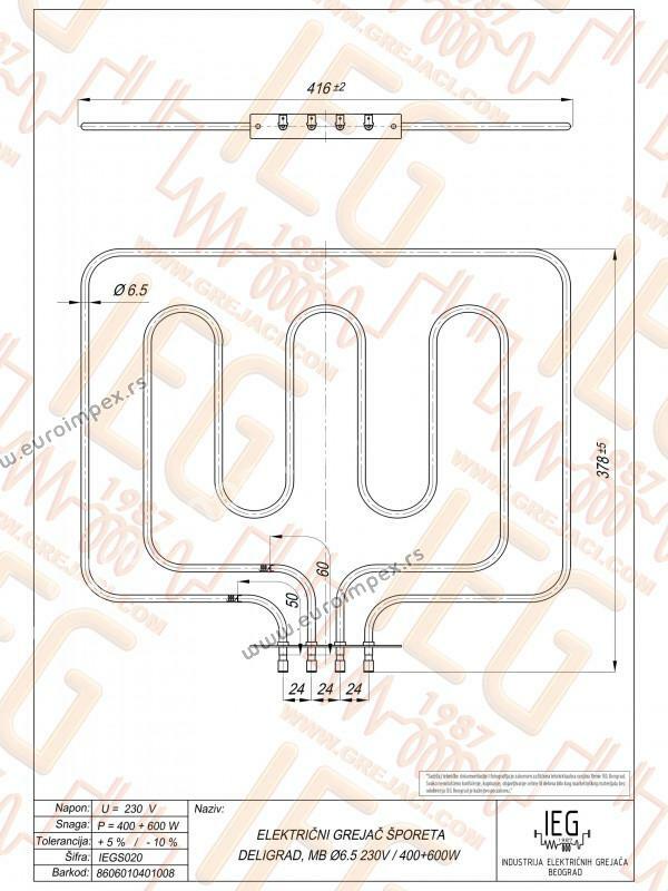 GREJAC ZA EL. ŠTEDNJAK 400/600W DELIGRAD IEGS020