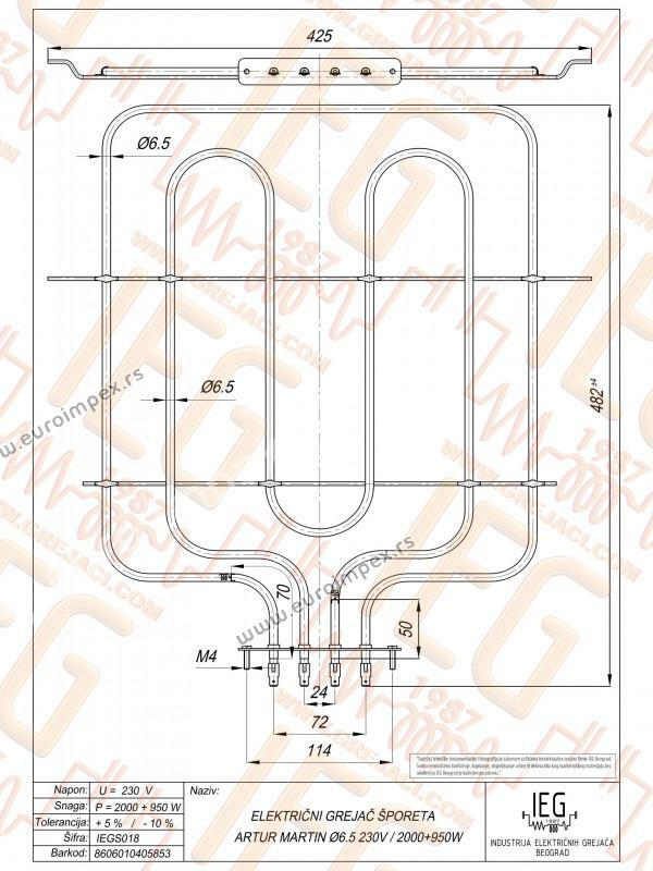 GREJAC ZA EL. ŠTEDNJAK 2000/950W AM ARTHUR MARTIN IEGS018  S011.1