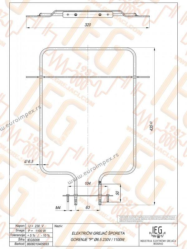 GREJAC ZA EL. ŠTEDNJAK 1100W P Gorenje IEGS008 S073.5