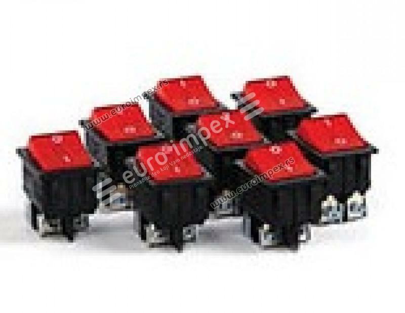 PREKIDAC ŠIROKI CRVENI SA SIGNALNOM SIJALICOM sa vijkom 4 kontakta 300.000.709 TEB