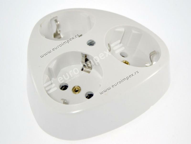 PRIKLJUČNICA ZIDNA TROGNEZDNA 3X220V 232 ELID